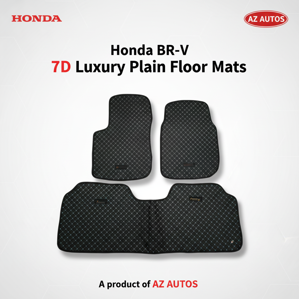7D Floor Mats Plain Black For Honda BRV 2016 to 2021