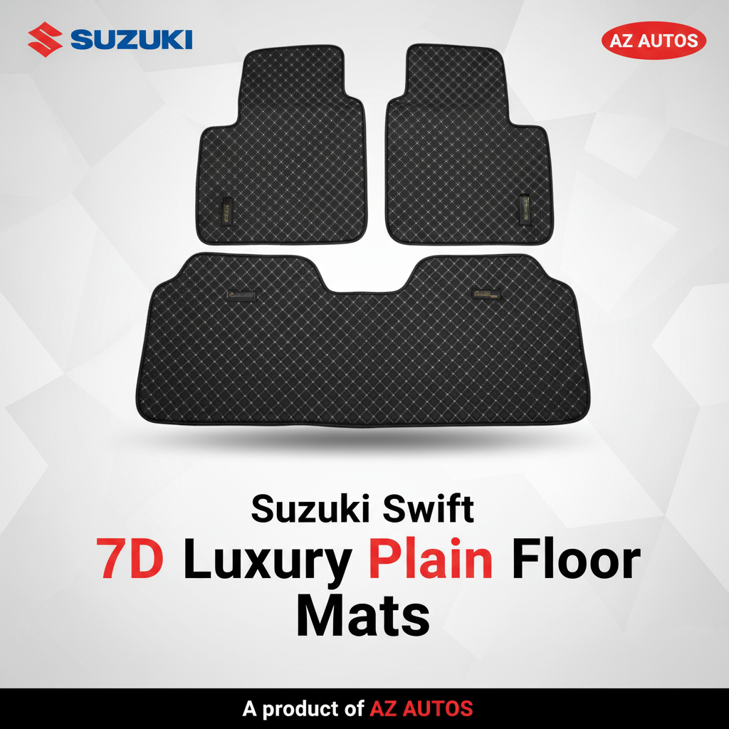 7D Floor Mats Plain Black For Suzuki Swift 2016 to 2021