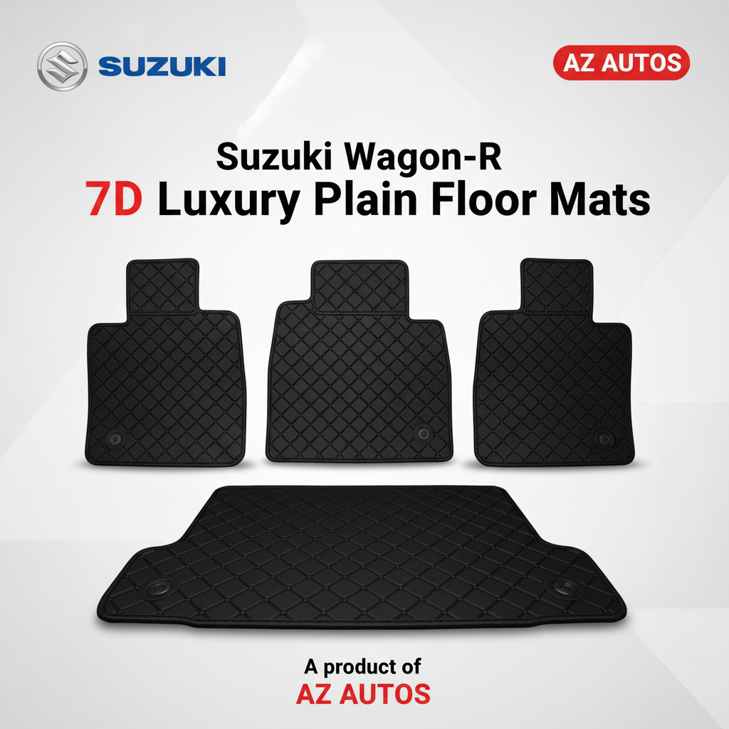 7D Floor Mats Plain Black For Suzuki Wagon-R 2016 to 2021