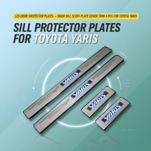LED Door Sill Protector Plates – Door Sill Scuff Plate Cover Trim 4 Pcs for Toyota Yaris