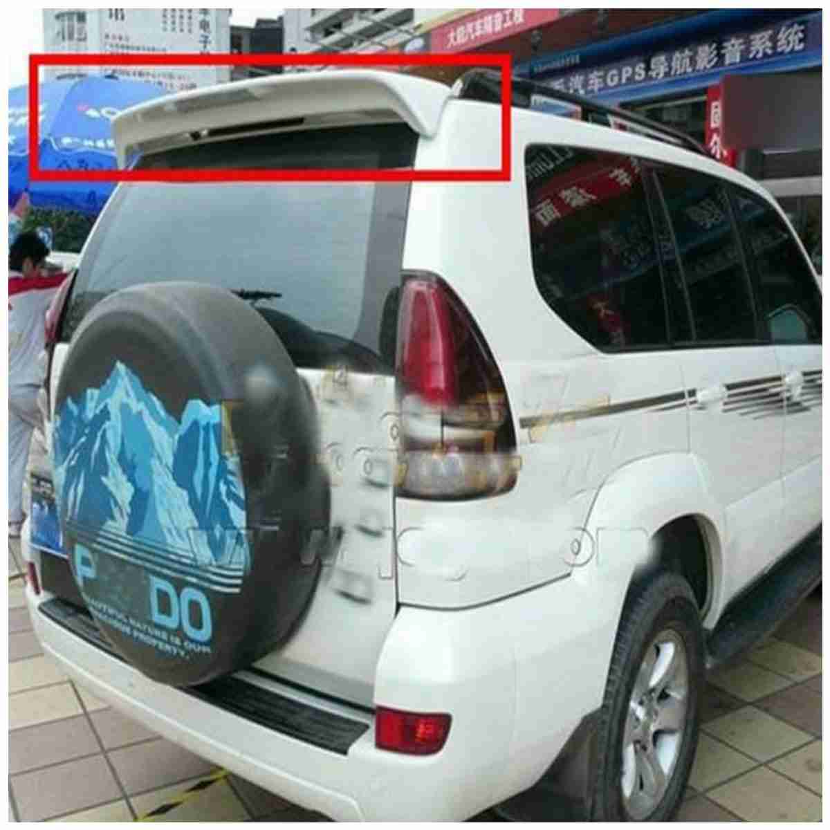 Toyota Prado FJ120 2003 to 2008 – Back – Rear Roof Spoiler Cover Wing Trunk ABS Plastic White Color