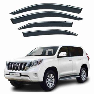 Toyota Prado FJ150 2008 to 2019 – Black Tinted Chrome Trim Air Press – Door Window Visor – Vent Shade – Sun Guard
