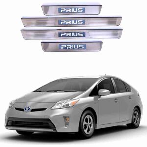 LED Door Sill Protector Plates – Door Sill Scuff Plate Cover Trim – 4 Pcs for Toyota Prius 2010 to 2016