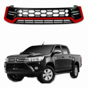Front Mesh Grill Red DRL DayLight for Toyota Hilux Revo 2016 to 2020