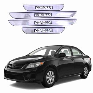 LED Door Sill Protector Plates – Door Sill Scuff Plate Cover Trim – 4 Pcs for Toyota Corolla 2012 to 2014