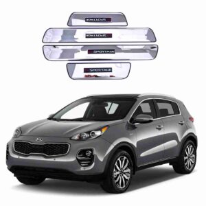 LED Door Sill Protector Plates – Door Sill Scuff Plate Cover Trim – 4 Pcs for KIA Sportage 2019 to 2020