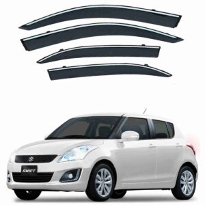 Suzuki Swift 2010 to 2017 – Black Tinted Chrome Trim Air Press – Door Window Visor – Vent Shade – Sun Guard