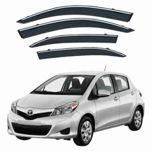 Toyota Vitz 2008 to 2014 – Black Tinted Chrome Trim Air Press – Door Window Visor – Vent Shade – Sun Guard